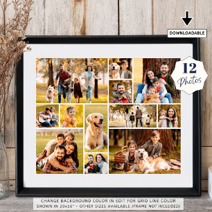 Einzigartiges 12-Foto-Collage Einfach Poster