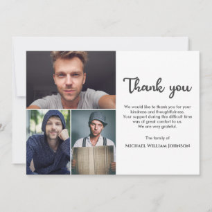 Einzigartiges 3-Foto Collage Mourning Beerdigung M Dankeskarte