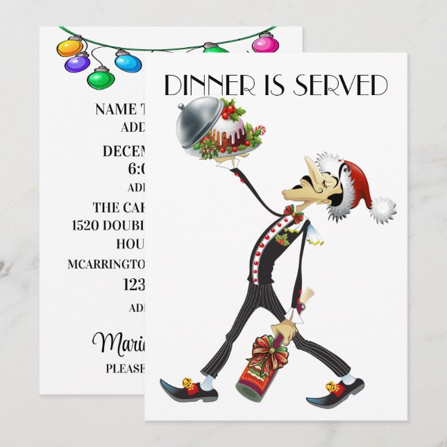 Einzigartiges Abendessen / Ansammlung-Kellnerserie Einladung (Vorne/Hinten)