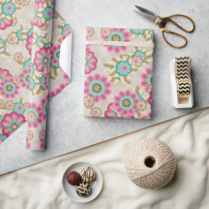 Einzigartiges abstraktes japanisches Blumenkunstmu Geschenkpapier
