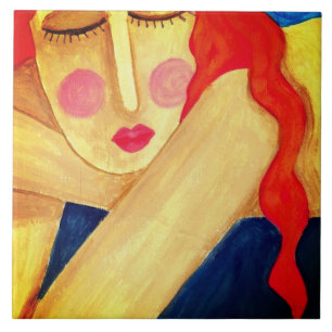 Einzigartiges Abstraktes Portrait einer Frau Fliese