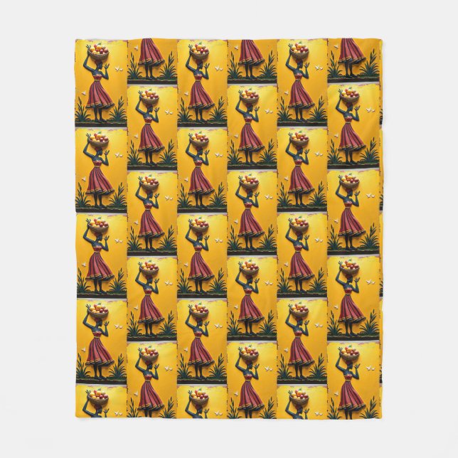 Einzigartiges afrikanisches Kunstwerk, Wohngestalt Fleecedecke (Vorderseite)