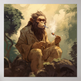 Einzigartiges Anime-Monkey-Poster: Cool rauchender Poster