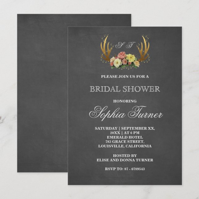 Einzigartiges Antler-Brautparty Einladung (Vorne/Hinten)
