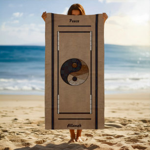 Einzigartiges Bambus-Yin-Yang-Symbol Khaki  Strandtuch
