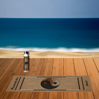Einzigartiges Bambus Yin-Yang Symbol Khaki Yogamatte