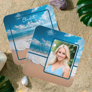 Einzigartiges Beach Theme Abschluss Foto Calling C Telefonnummerkarte