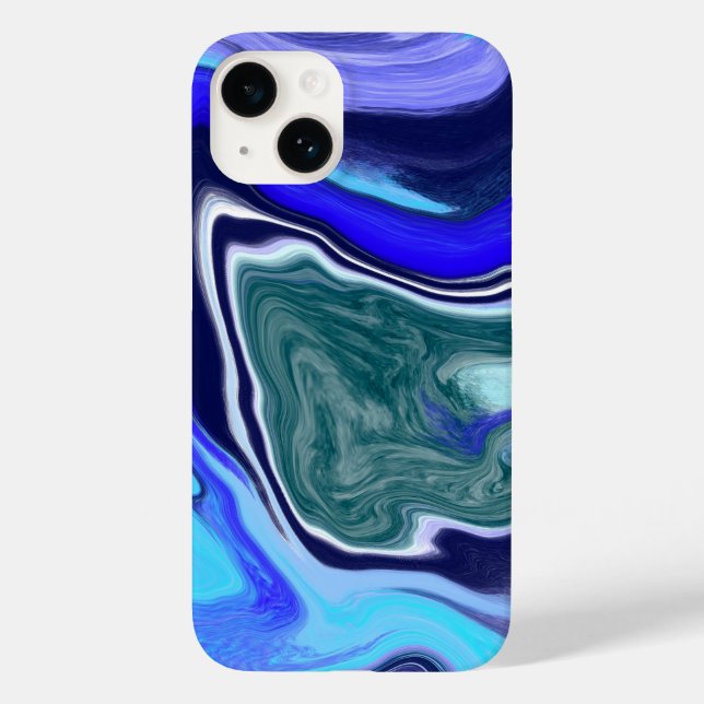 Einzigartiges Blau- und Weißmarmor-Fluid Art Case-Mate iPhone Hülle (Rückseite)