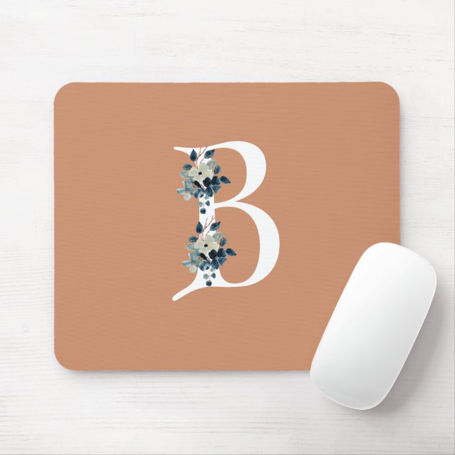 Einzigartiges, blaues Blumenmuster Beige niedliche Mousepad (Mit Mouse)