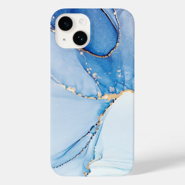 Einzigartiges blaues Gold-Marmor-Muster iPhone / A Case-Mate iPhone Hülle (Rückseite)