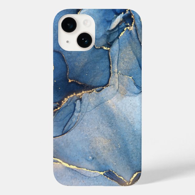 Einzigartiges blaues Gold-Marmor-Muster iPhone / A Case-Mate iPhone Hülle (Rückseite)