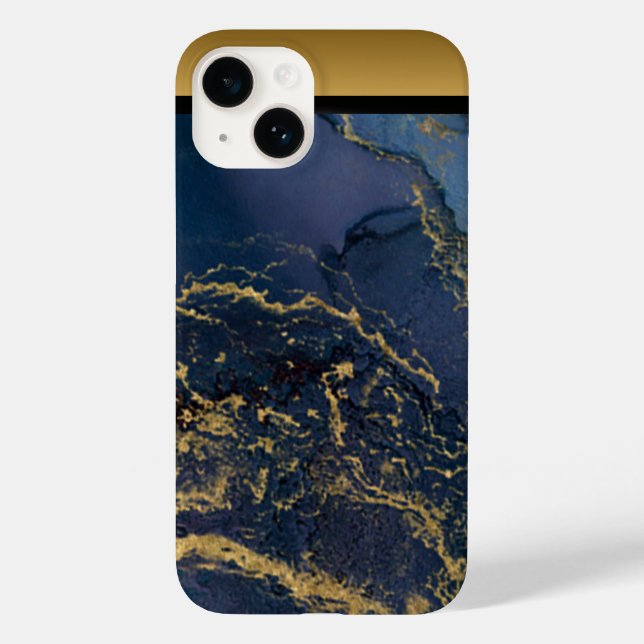 Einzigartiges blaues Gold-Marmor-Muster iPhone / A Case-Mate iPhone Hülle (Rückseite)
