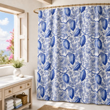Einzigartiges blaues Toile-Kokos-Chic-Botanikmuste