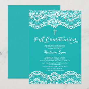 Einzigartiges Blue Lace Erste Heilige Kommunion Ei Einladung