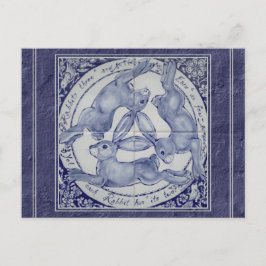 Einzigartiges Blue Three Rabbits Hares Tile Mural  Postkarte