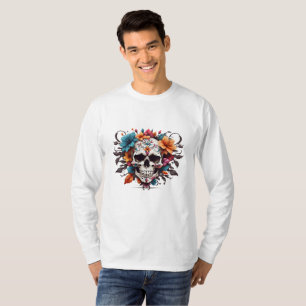 Einzigartiges Blumenschädeldesign T-Shirt