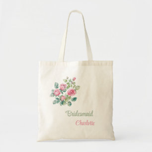 Einzigartiges Blush Pink Rose Floral Bridesmaid Ge Tragetasche