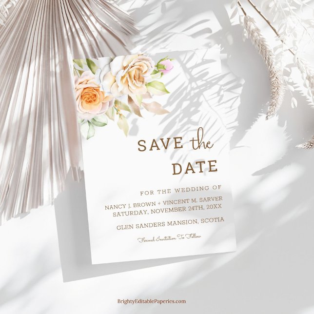 Einzigartiges Boho Simple Elegante Text Foto | Hoc Save The Date (Von Creator hochgeladen)