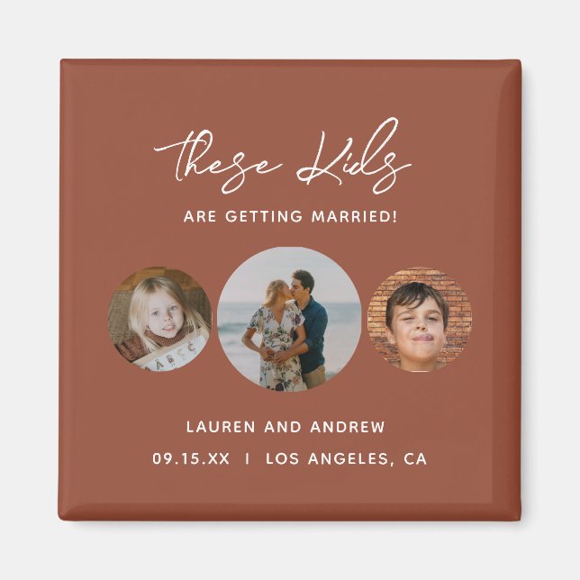 Einzigartiges Boho Terracotta Foto Hochzeit retten Magnet (Vorne)