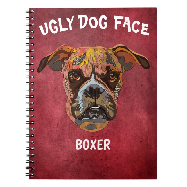 Einzigartiges Boxer-Hundegesicht-Notebook Notizblock (Vorderseite)