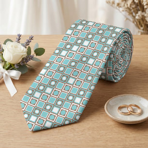 Einzigartiges Braun Türkis Aquamarin Blau Weiße Ku Krawatte