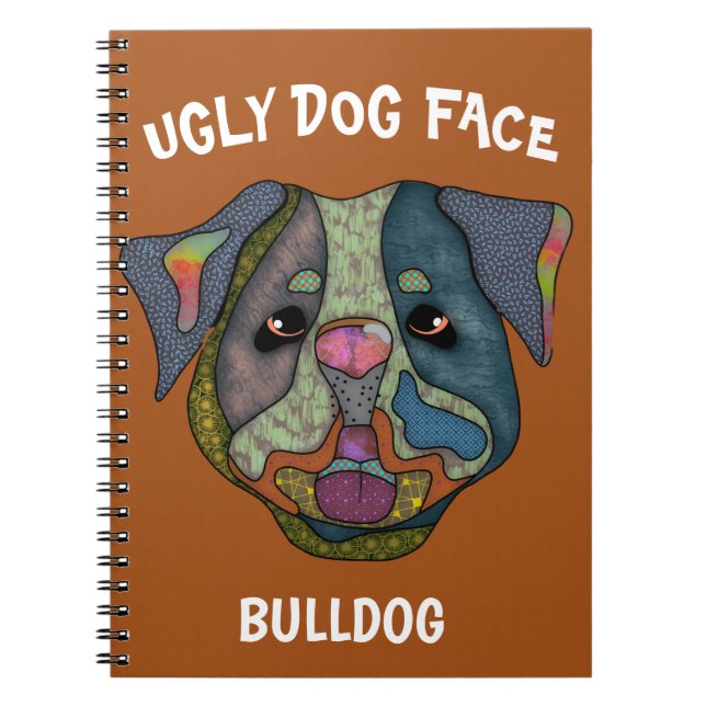 Einzigartiges Bulldog-Hundeschlittengesicht-Notebo Notizblock (Vorderseite)