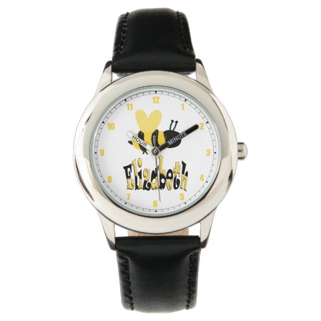 Einzigartiges Bumblebee Doodle Personalisiert Zeic Armbanduhr (Vorderseite)