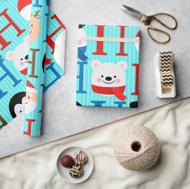 Einzigartiges Buntes Weihnachten  Geschenkpapier (Kunsthandwerk)