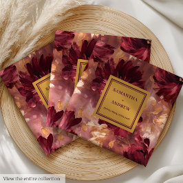 Einzigartiges Burgundy Gold Wedding Napkins Person Serviette