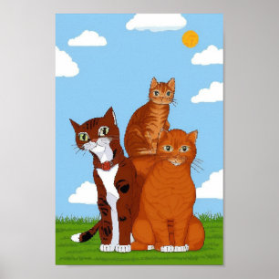 Einzigartiges Cat Family Illustration Art Download Poster