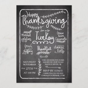 Einzigartiges Chalkboard Erntedank Dinner Einladun Einladung