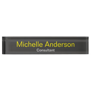 Einzigartiges Chic Gray Yellow Consultant Desk Nam Namensplakette