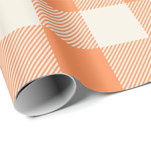 Einzigartiges & Chic Hellorange & Creme Büffel-Kar Geschenkpapier (Rolleneckpunkt)