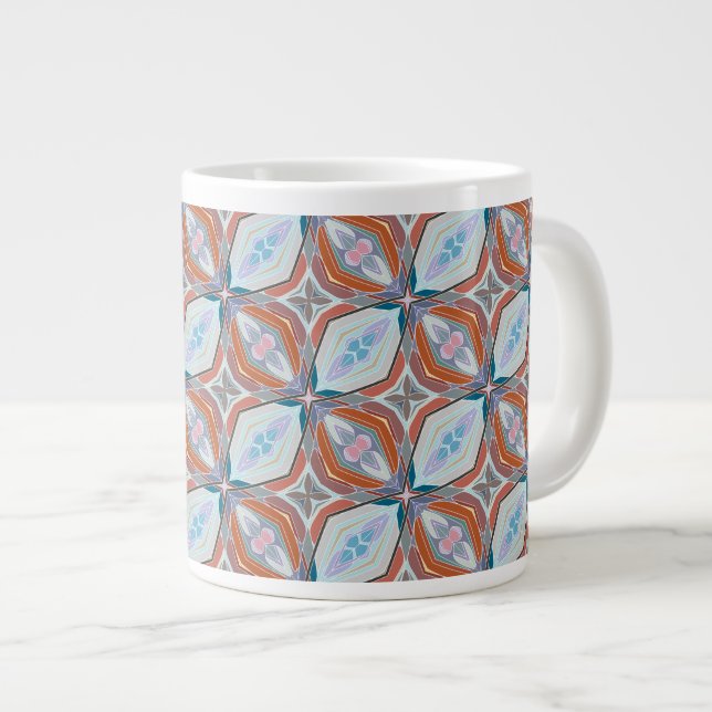 Einzigartiges Design aus Rost, Aquamarin, hellblau Jumbo-Tasse (Vorderseite Rechts)