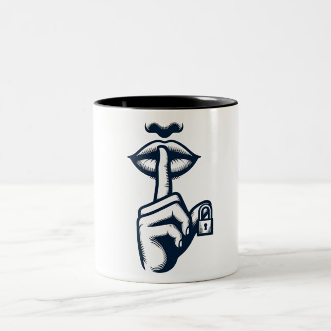 Einzigartiges Design der Tasse: Lippen und Fingerk Zweifarbige Tasse (Mittel)