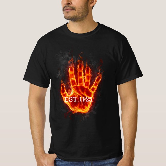 Einzigartiges Design, die Hand EST 1925 schwarz fü T-Shirt (Vorderseite)