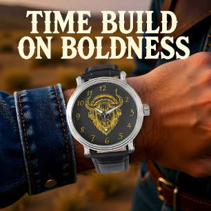 Einzigartiges Design eines Bison Wearing-Kopfhörer Armbanduhr