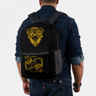 Einzigartiges Design eines Bison Wearing-Kopfhörer Bedruckter Rucksack