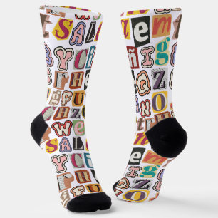 Einzigartiges Design farbig Graffiti Text Weiße Mä Socken