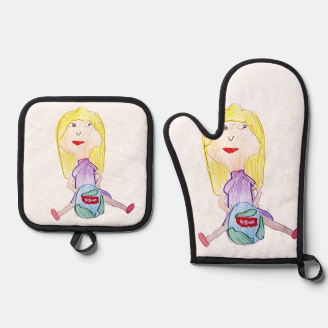 Einzigartiges Design-Schürze Ofenhandschuh & Topflappen-Set (Vorderseite)