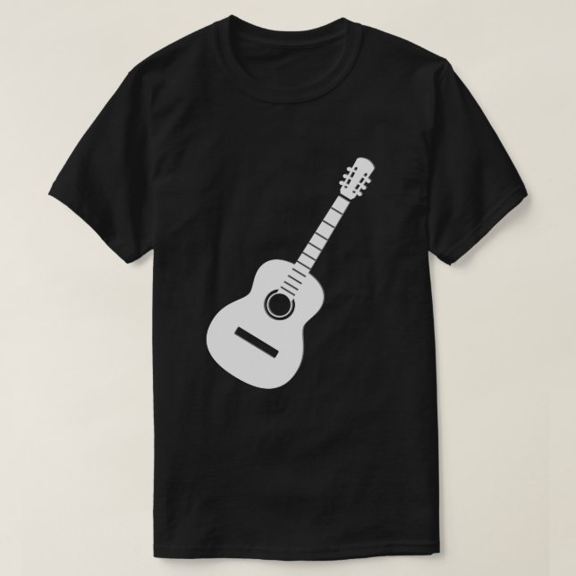 Einzigartiges Design, weiße Silhouette Gitarre auf T-Shirt (Design vorne)