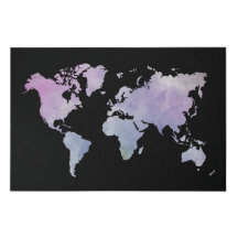 Einzigartiges dunkles Watercolor World Map Zuhause