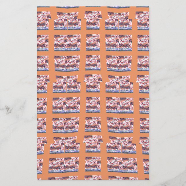 Einzigartiges, elegantes Herz-Gemustertes Kunstwer Briefpapier (Vorderseite)