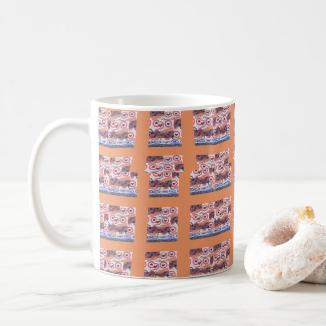 Einzigartiges, elegantes Herz-Gemustertes Kunstwer Kaffeetasse (Mit Donut)