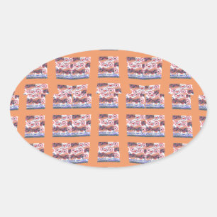 Einzigartiges, elegantes Herz-Gemustertes Kunstwer Ovaler Aufkleber