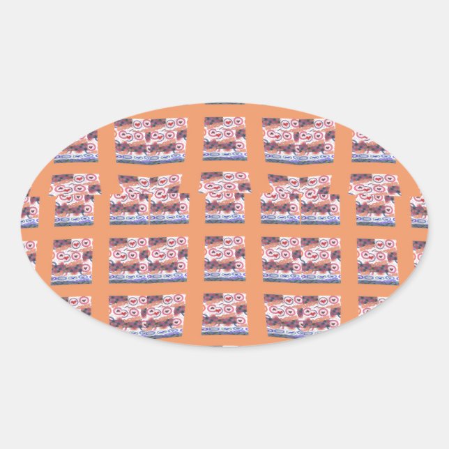 Einzigartiges, elegantes Herz-Gemustertes Kunstwer Ovaler Aufkleber (Vorderseite)