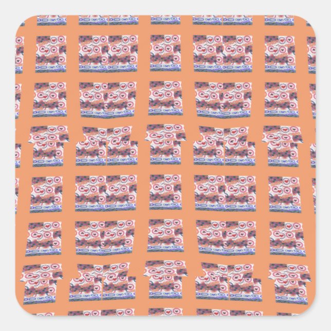 Einzigartiges, elegantes Herz-Gemustertes Kunstwer Quadratischer Aufkleber (Vorderseite)