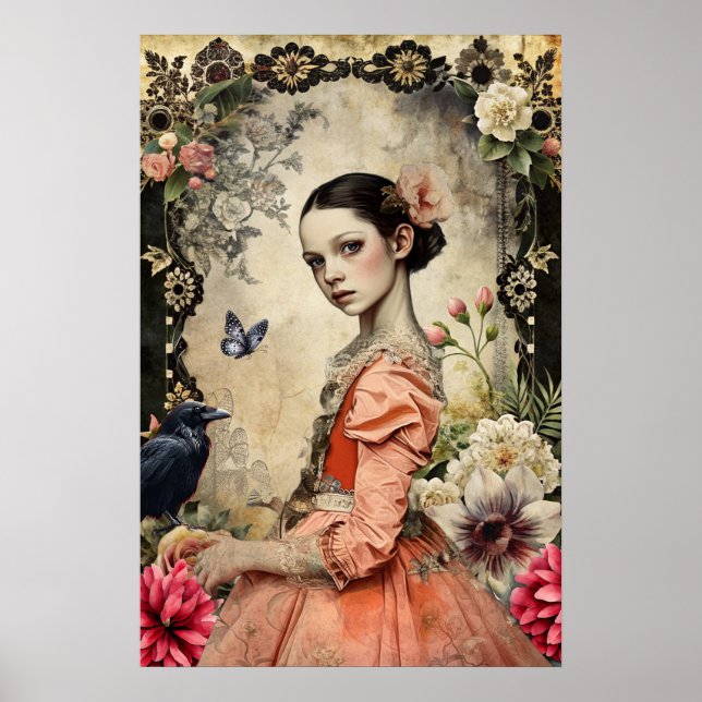Einzigartiges Elegantes Viktorianisches Goth Girl  Poster (Vorne)