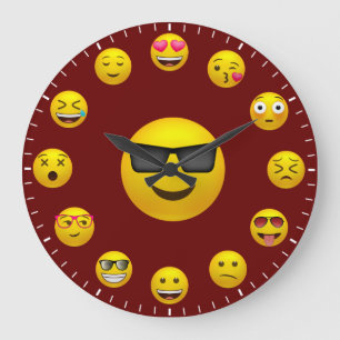 Einzigartiges Emoticon-Emoji-Thema Große Wanduhr