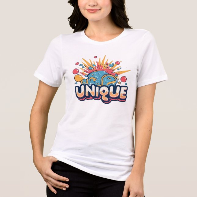 Einzigartiges farbenfrohes 3D-Blasen-Graffiti-Spla Tri-Blend Shirt (Vorderseite)